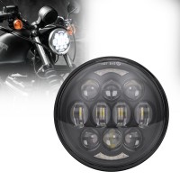 COWONE Newest 80W 5-3/4" 5.75" LED Projector Headlights for Motorcycles Headlamp Driving Lights (DOT Approved) Black