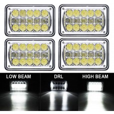 COWONE 4Pcs 2020 Newest 60W Cree Brightest 4X6" inch Chrome Rectangular LED Headlights Replacement for H4651 H4652 H4656 H4666 H4668 H6545 Kenworth T800 T400 T600 Peterbilt 357 378 379 FREIGHTLINER