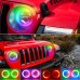 COWONE Dot Approved 9"Inch RGB Halo Led Round Headlights [DIY RGB Color] for Jeep Wrangler JL Sport Rubicon Sahara 2018-2019 [Integrated Mounting Bracket]