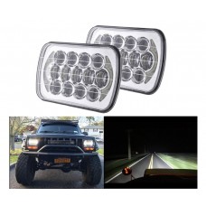 COWONE 105w Cree DOT Approved Rectangular 5"x7" 7"x6" 6x7" Projector LED Headlights with DRL for Jeep Wrangler YJ Cherokee XJ H6054 H5054 H6054LL 69822 6052 6053 Chrome